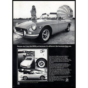 1971 MG MGB Convertible Roadster Vintage Print Ad Field Parachute Wall Art Photo